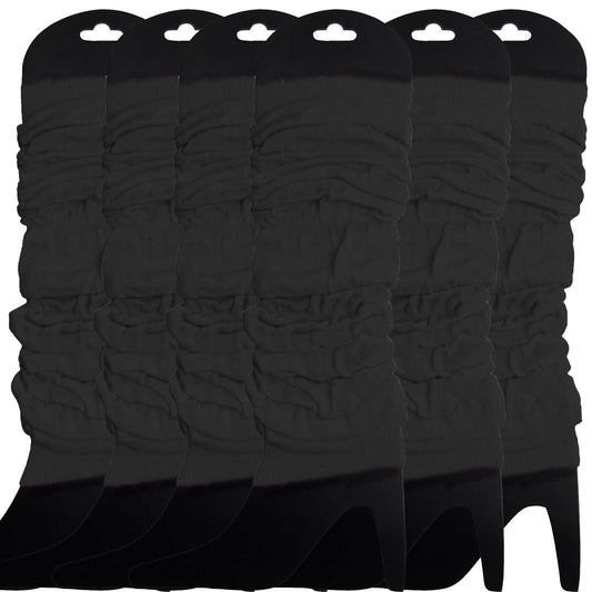 6x LEG WARMERS Knitted Womens Neon Party Knit Ankle Fluro Dance Costume 80s BULK - Black V563-BR-6NNLEGWRMR-BLK