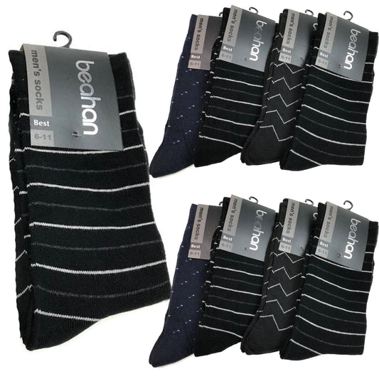 9 Pairs COTTON BUSINESS SOCKS Mens Dress Crew Plain Work Casual BULK - Assorted Pack - 6-11 V563-BR-9CBSOCK-ASST-6-11