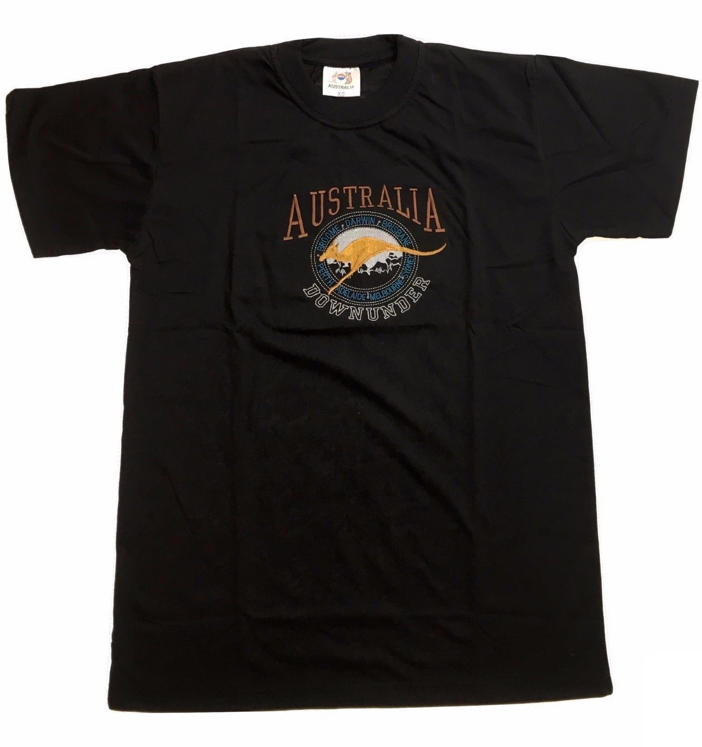 Adult Australia Kangaroo T Shirt Australia Day Souvenir Tee Top 100% Cotton - Black - S V563-ET15-BLK-S