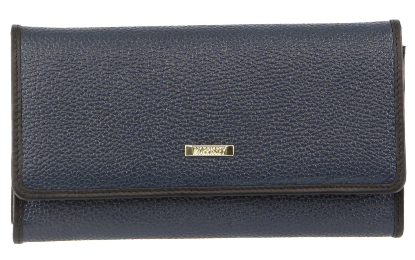 Morrissey Italian Structured Leather Flap Over Ladies Wallet - Navy V563-MO-3034-NAVY