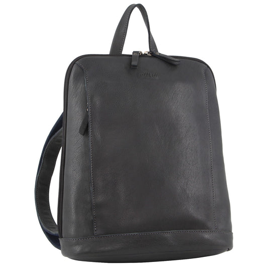 Milleni Ladies Nappa Leather Bag Twin Zip Backpack w/ Zipped Pocket - Teal V563-NL3546-TEAL