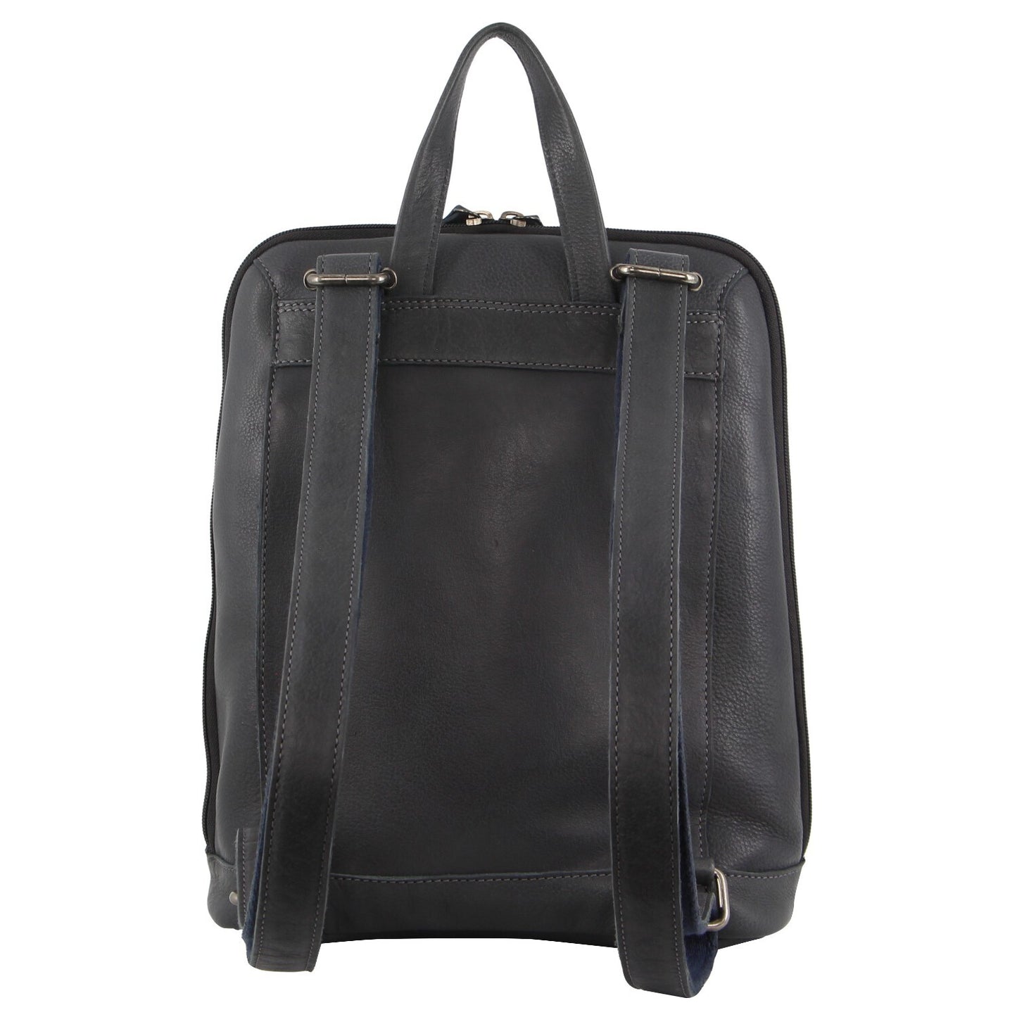 Milleni Ladies Nappa Leather Bag Twin Zip Backpack w/ Zipped Pocket - Teal V563-NL3546-TEAL