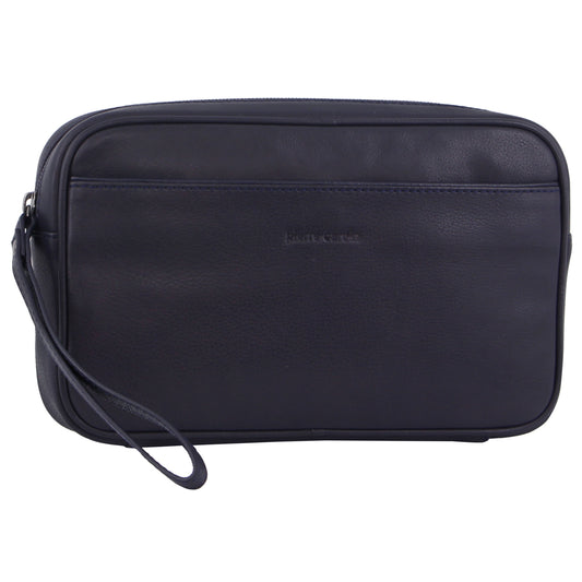 Pierre Cardin Mens Leather Organizer Bag Toiletry Case - Navy V563-PC3505-NAVY