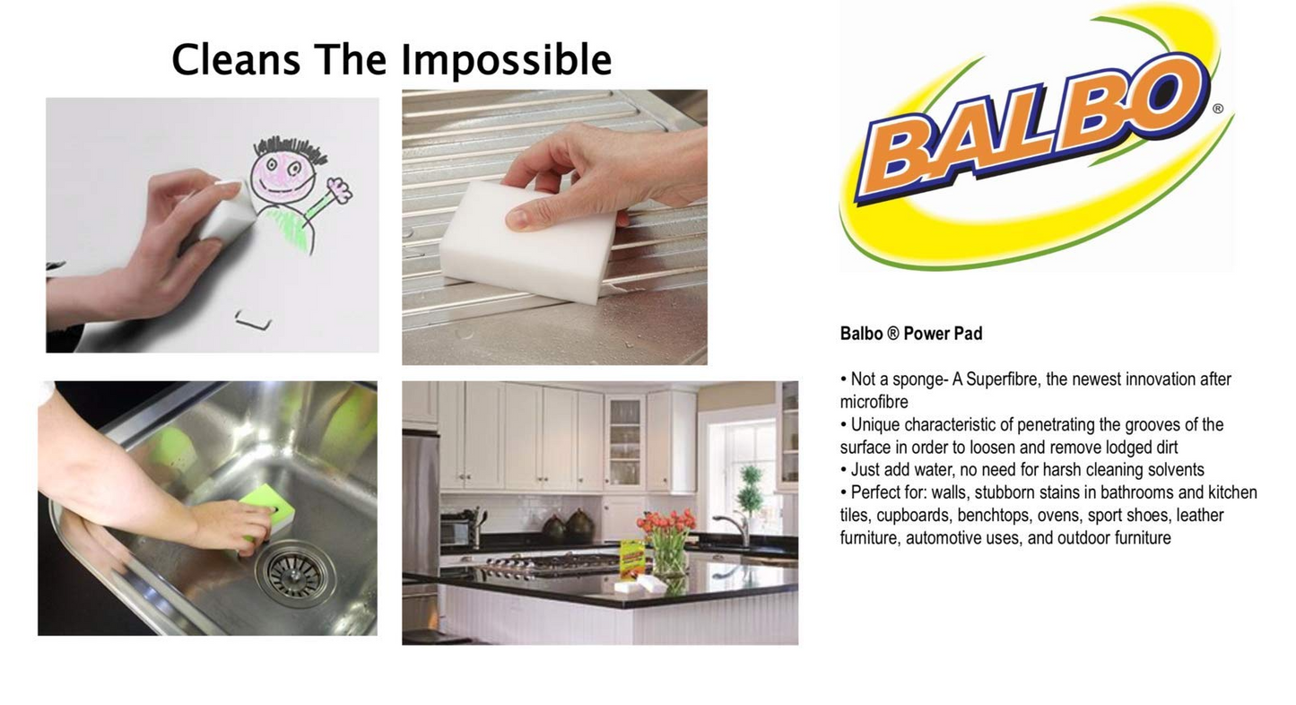 Pack of 2 BALBO Power Pad Cleaning Pad Eraser Magic Cleaning Tool Sponge V563-POP100126