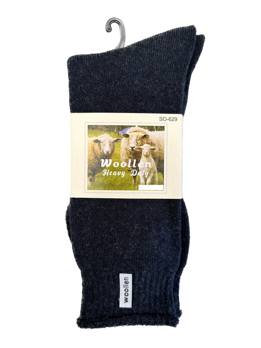 1 Pair Premium Mens Wool Heavy Duty Thick Work Socks Cushion Woolen - Navy - 11-14 V563-SO-629-NVY_1PAIR-11_14