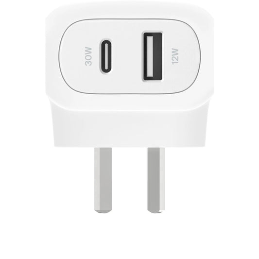 Belkin Dual PD Wall Charger with PPS - 42W Fast Charging for iPhone & Android, 1x USB-C (30W) & 1x USB-A V578-WCB009AUWH