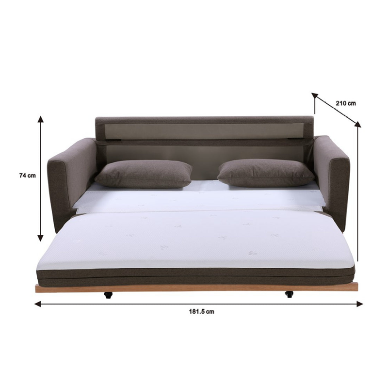 SHASA 2 Seater Pull-out Sofa bed Grey taupe V606-FURNI-SOF-T330-SHAS-GT