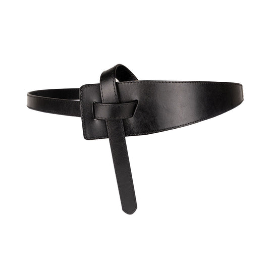 Peroz Ivy Women's Black Leather Knot Belt V629-PZ-IVY-BLACK100