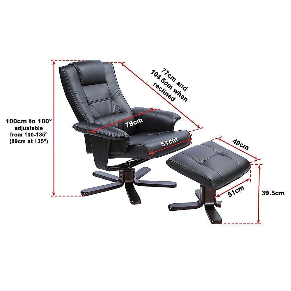 PU Leather Massage Chair Recliner Ottoman Lounge Remote V63-771935