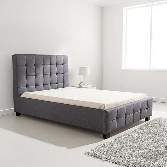 King Single Linen Fabric Deluxe Bed Frame Grey V63-819263