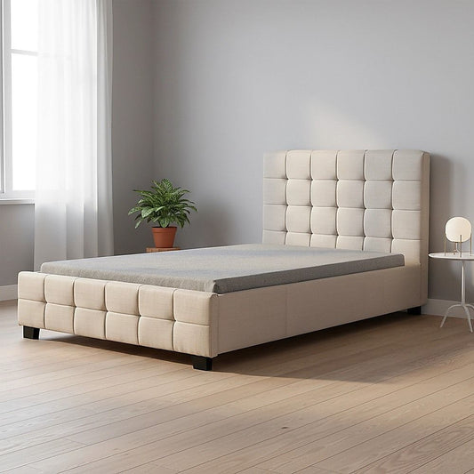 King Single Linen Fabric Deluxe Bed Frame Beige V63-819273
