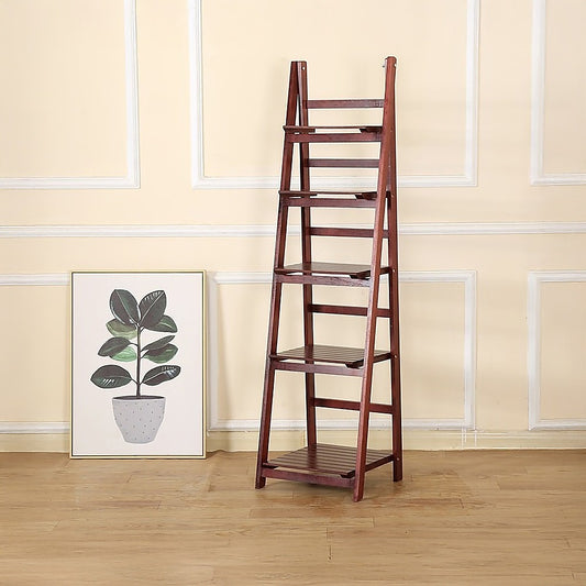5 Tier Wooden Ladder Shelf Stand Storage Book Shelves Shelving Display Rack V63-824191