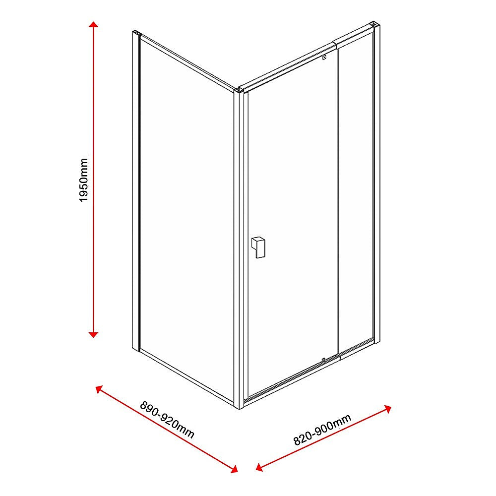 Semi Frameless Shower Screen (82~90)x 195cm & (89~92)x 195cm Side AS/NZS Glass V63-828691