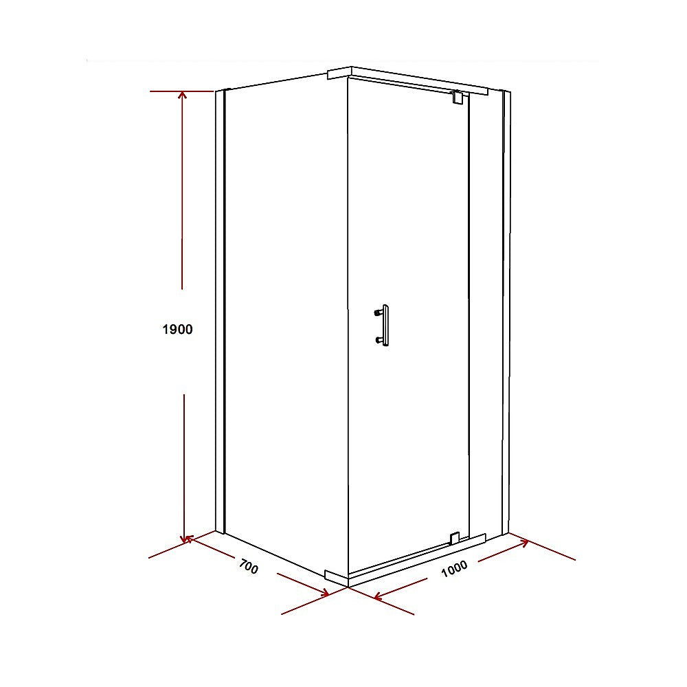 Shower Screen 1000x700x1900mm Framed Safety Glass Pivot Door By Della Francesca V63-829071