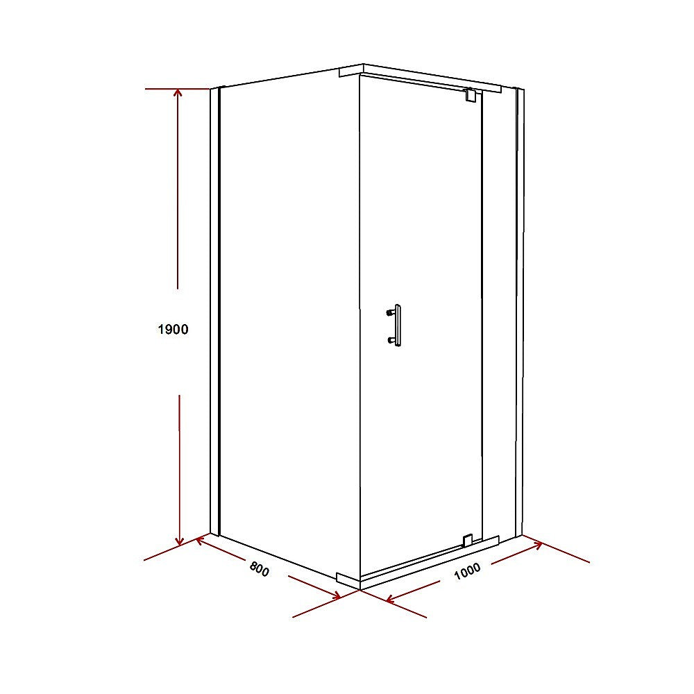 Shower Screen 1000x800x1900mm Framed Safety Glass Pivot Door By Della Francesca V63-829081