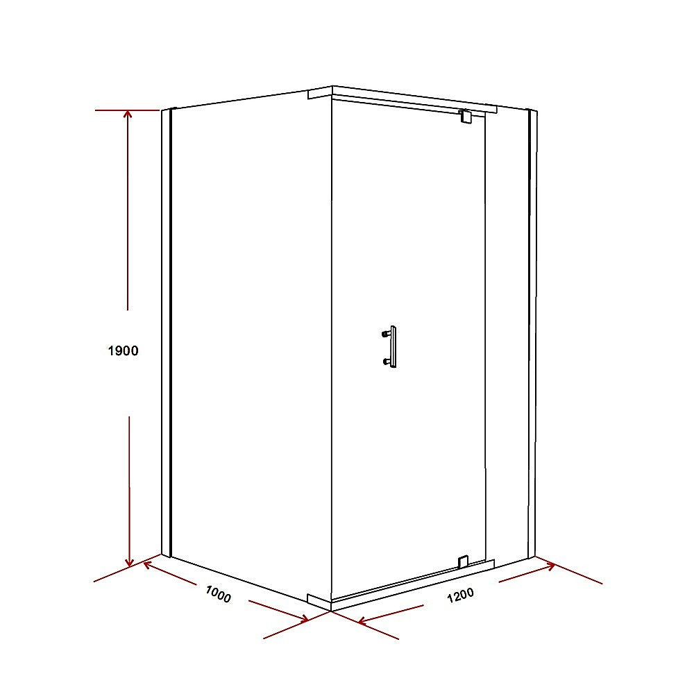 Shower Screen 1200x1000x1900mm Framed Safety Glass Pivot Door By Della Francesca V63-829101