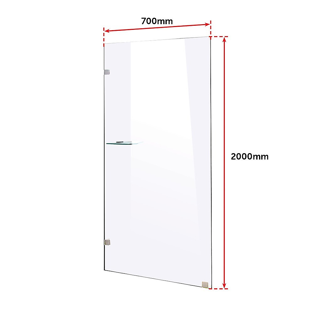 700 x 2000mm Frameless 10mm Safety Glass Shower Screen V63-829641