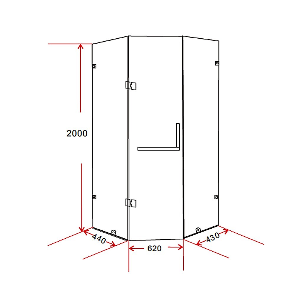 900 x 900mm Frameless 10mm Glass Shower Screen By Della Francesca V63-830111