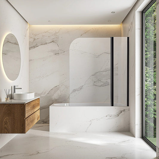 180 Degree Pivot Door 6mm Safety Glass Bath Shower Screen 1200x1400mm By Della Francesca V63-830191