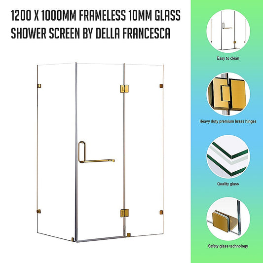 1200 x 1000mm Frameless 10mm Glass Shower Screen By Della Francesca V63-830561