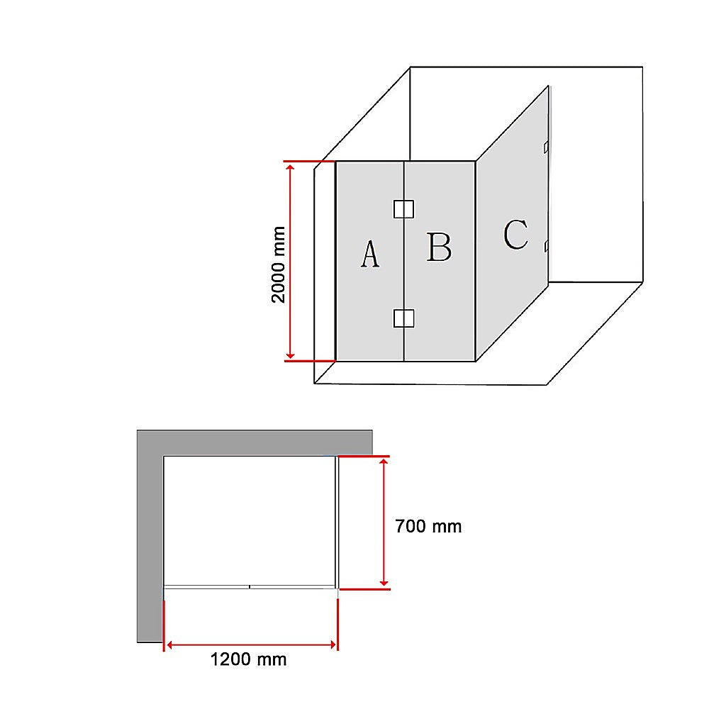 1200 x 700mm Frameless 10mm Glass Shower Screen By Della Francesca V63-831391