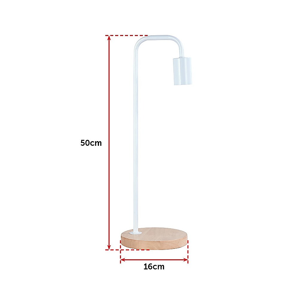 Modern Table lamp Desk Light Timber Base Bedside Bedroom White V63-831561