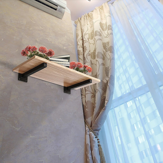 20cm Floating Shelf Brackets Industrial Metal Shelving Supports 4-Pack - Black V63-835211