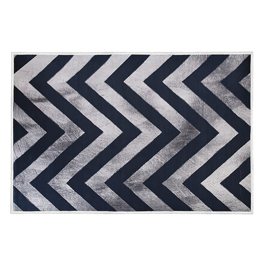200x300cm Large Floor Blue Chevron Stripes Rug - Modern Area Carpet for Bedroom & Lounge V63-838381