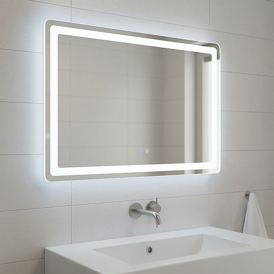 Rectangular Mirror LED Anti-Fog Illuminated Bathroom Living Room - 120x80cm V63-840621