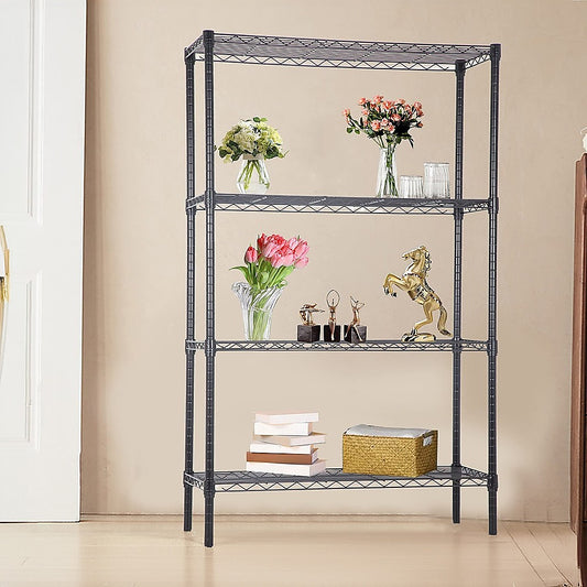 Modular Wire Storage 90x45cm Steel Shelving Black With Fixed Legs For Garage Warehouse Or Kitchen Organisation V63-841431