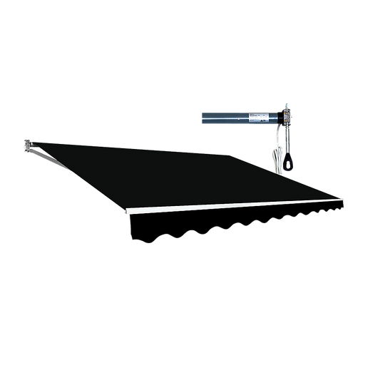 Motorised Outdoor Folding Arm Awning Retractable Sunshade Canopy Black 5.0m x 3.0m V63-842921