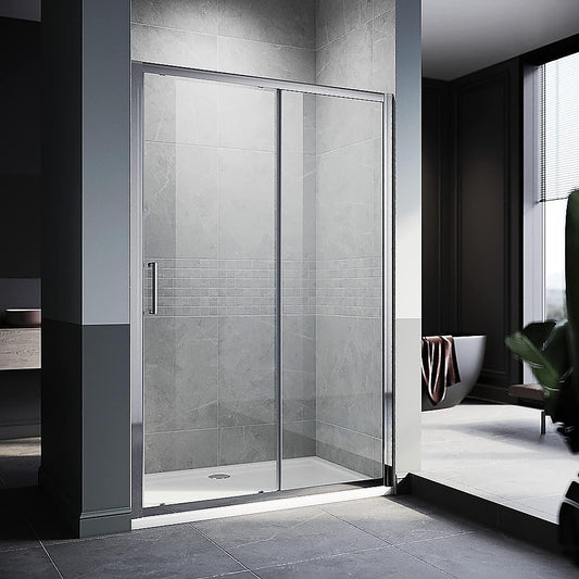 140-150cm Adjustable Wall to Wall Sliding Glass Shower Door in Chrome V63-846911