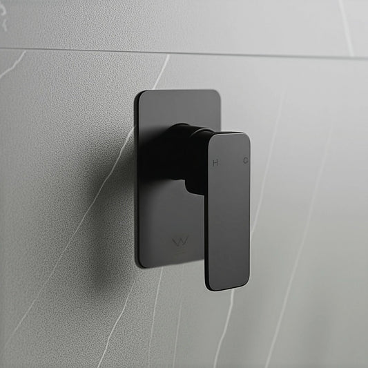 Single Square Shower Bath Mixer Tap Bathroom WATERMARK Approved in Black V63-847961