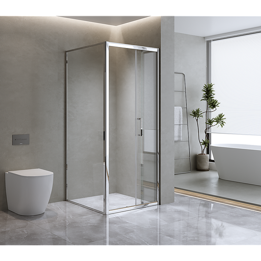40mm Adjustable Contemporary Corner Sliding Chrome Shower Screen 116x80cm V63-848651