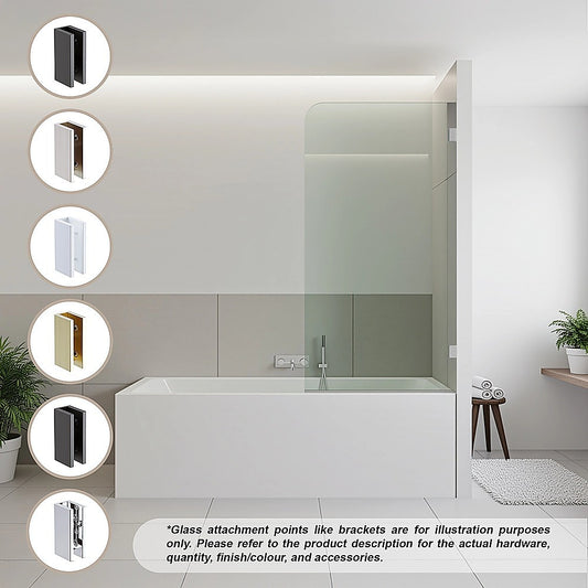 70cm Frameless Glass Bath Screen with U-Brackets - Black V63-851421