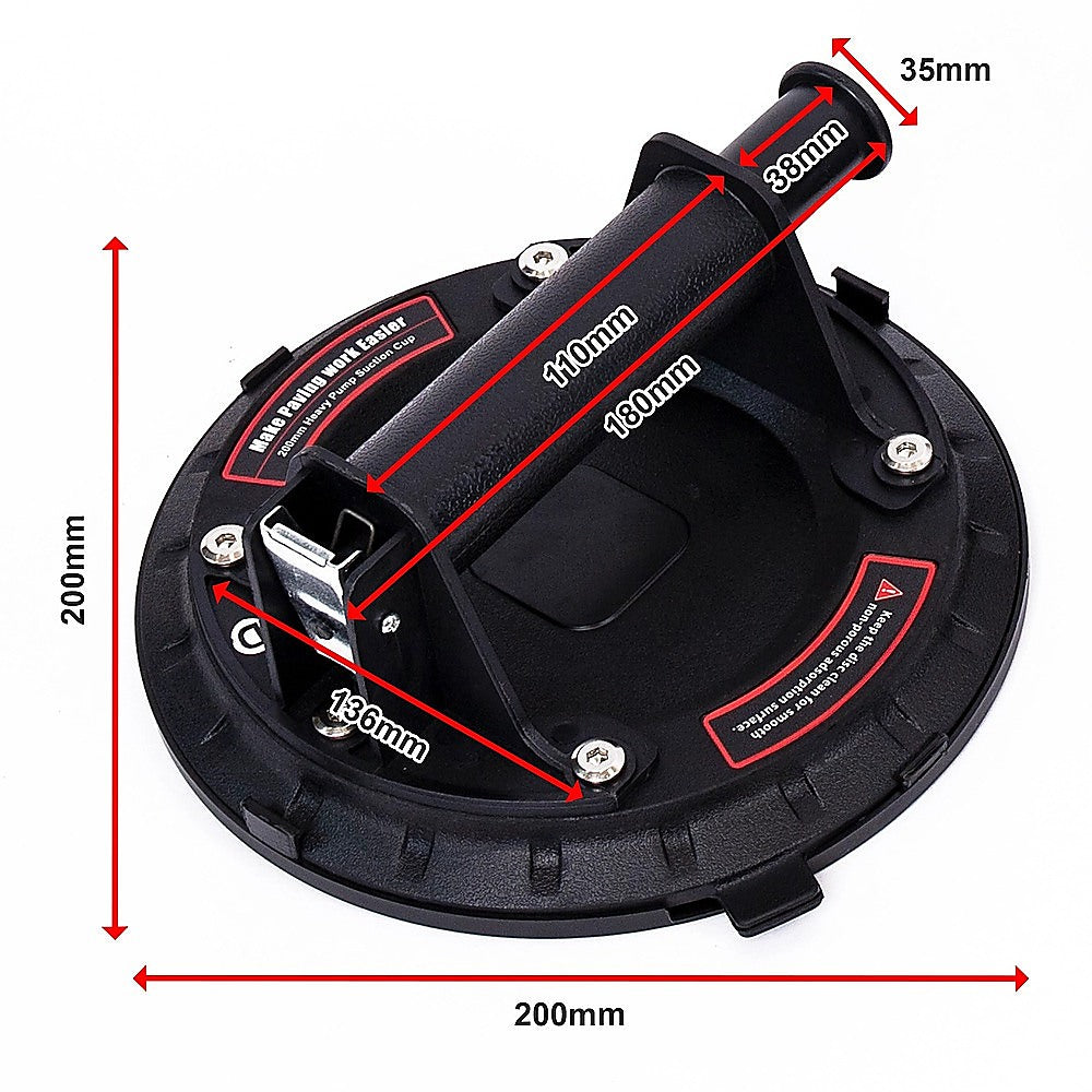 2x20cm 500kg Vacuum Suction Cup Glass Lifter Granite Sucker Pump Lift Heavy Duty V63-930001