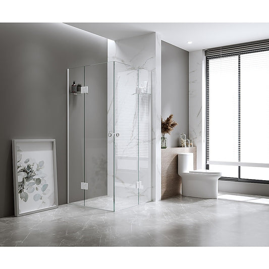 90x100cm Double Door Corner Shower with Black Channels and SS Hinges V63-949591