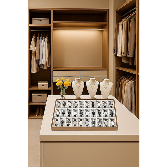 30-Grid Watch & Jewellery Tray Organiser Display Case Holder - Velvet Drawer Insert V63-953371