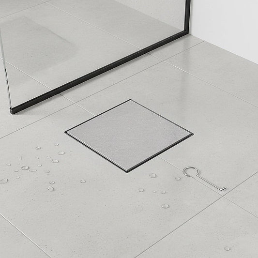 10x10cm Square Shower Drain with Removable Tile Insert Grate - Matte Black 304SS, CUPC Certified for Modern V63-955501