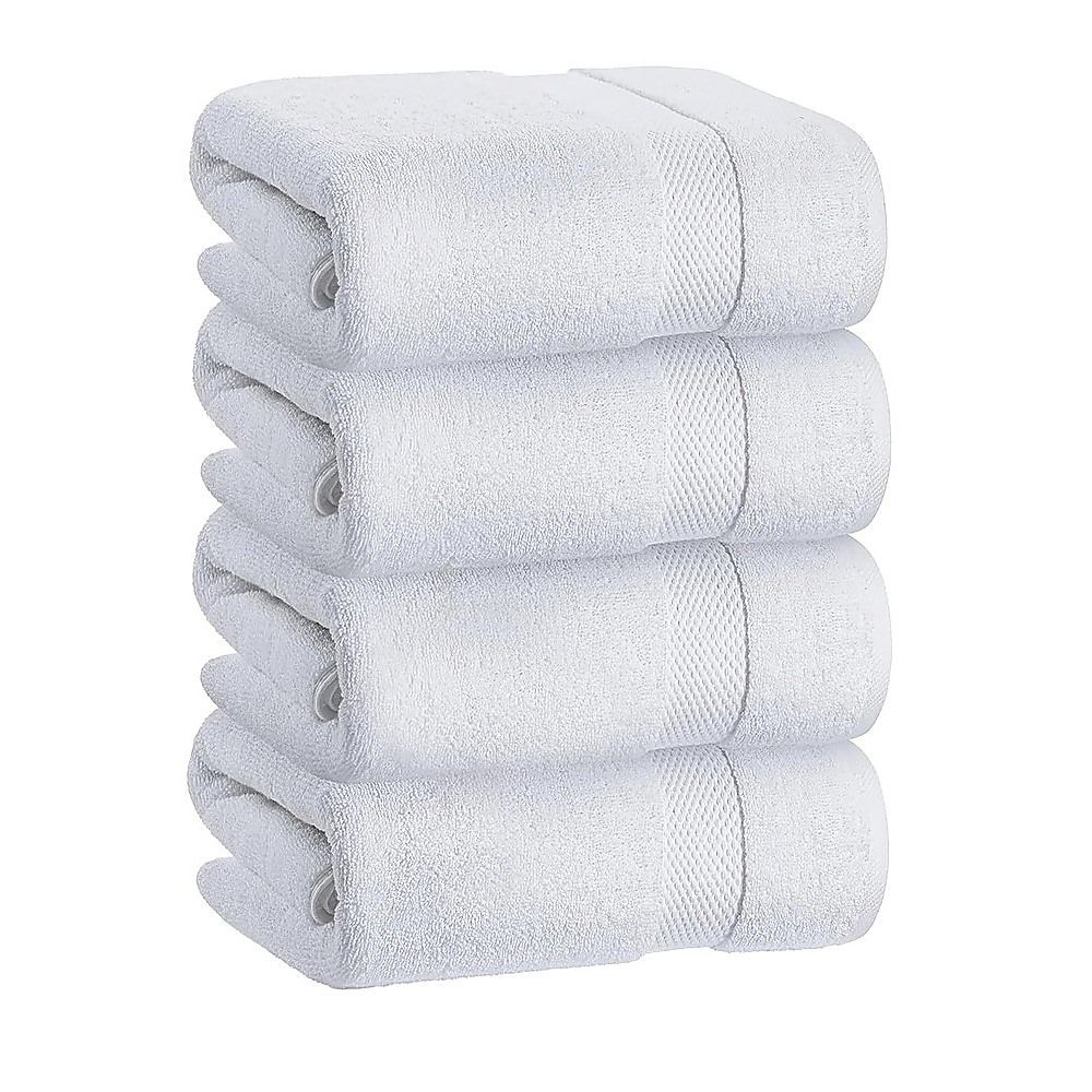Bath Towels 500 GSM White Luxury Cotton Hotel Towel 4 Pack Super Absorbent Soft Drying Comfort V63-957781