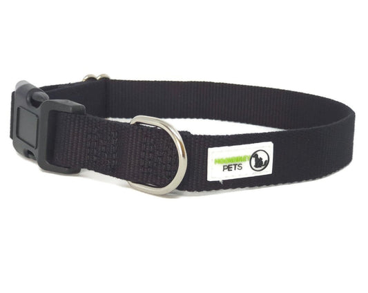 100% Pure Bamboo Fibre Dog Collar Plastic Buckle - Moondidley Pets Medium Black V631-MDPCOLBAMMBLK
