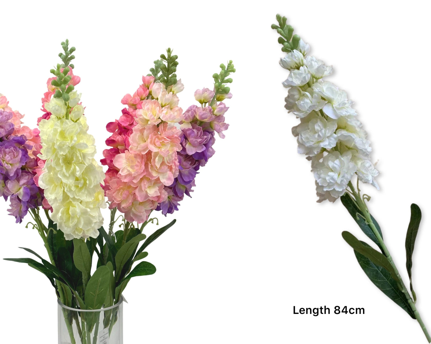 Bulk 24 Artificial Delphinium 4 Assort 20x84cm V637-AFL32937