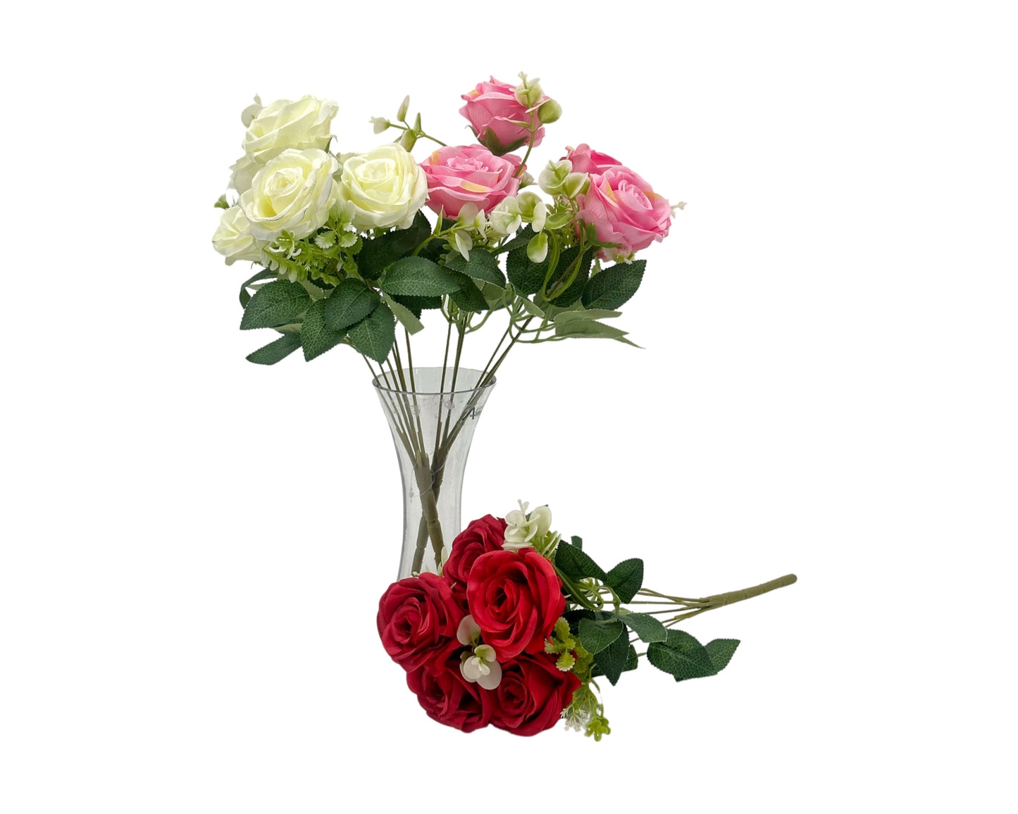 bulk 24 Artificial Rose 6 Branches 3 Assorted 10x40cm V637-AFL35149