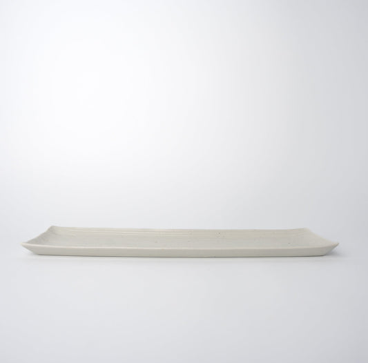 Sashimi Plate 33.2cm White Contour Glaze V637-C0364