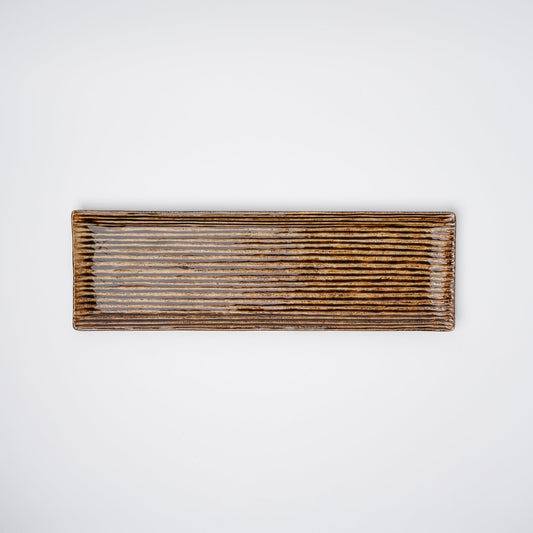 Sashimi Plate 33.2cm Amber Contour Glaze V637-C0395