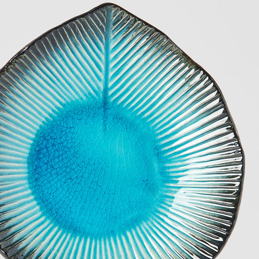 Plate Leaf Shape 16cm Sky Blue Glaze V637-C0702