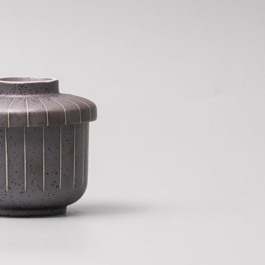 Cup Chawanmushi 170ml Matt Black Stripe Glaze V637-C1052