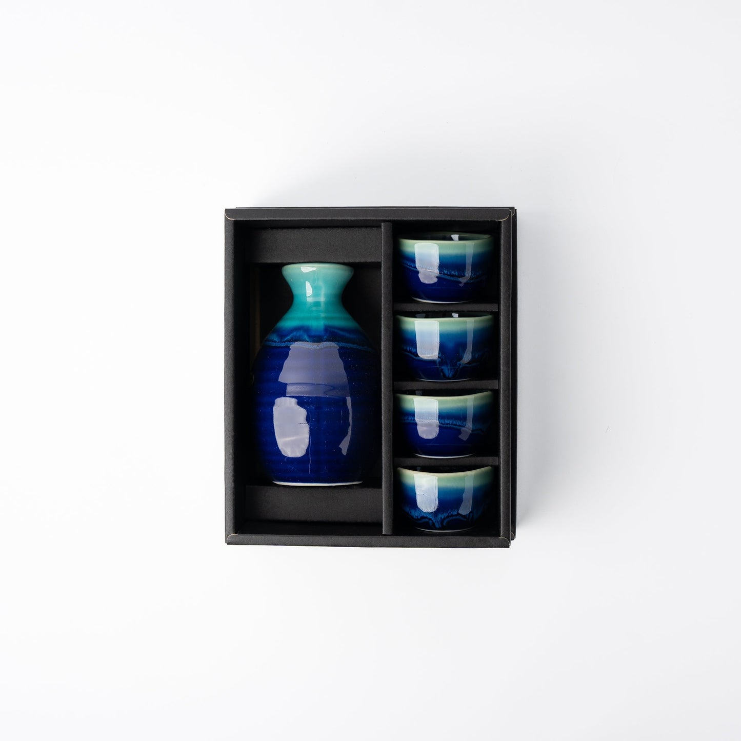 Sake Set for Four 330ml Cobalt Teal Glaze V637-C1094
