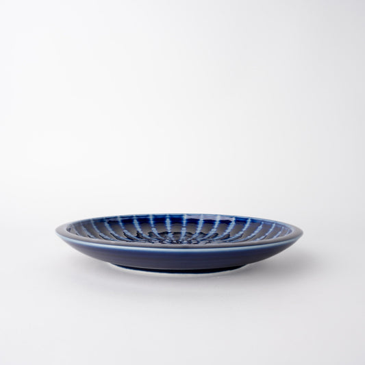 Plate Thick Edge 26cm Cobalt Rays Glaze V637-C1157