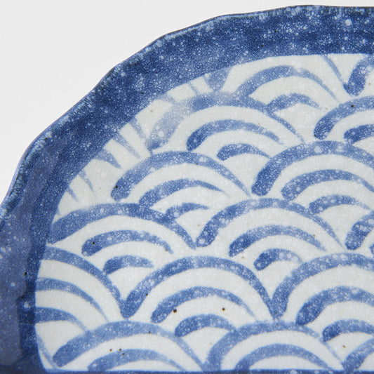 Plate Tempura 21cm Indigo Blue Wave Design V637-C2147